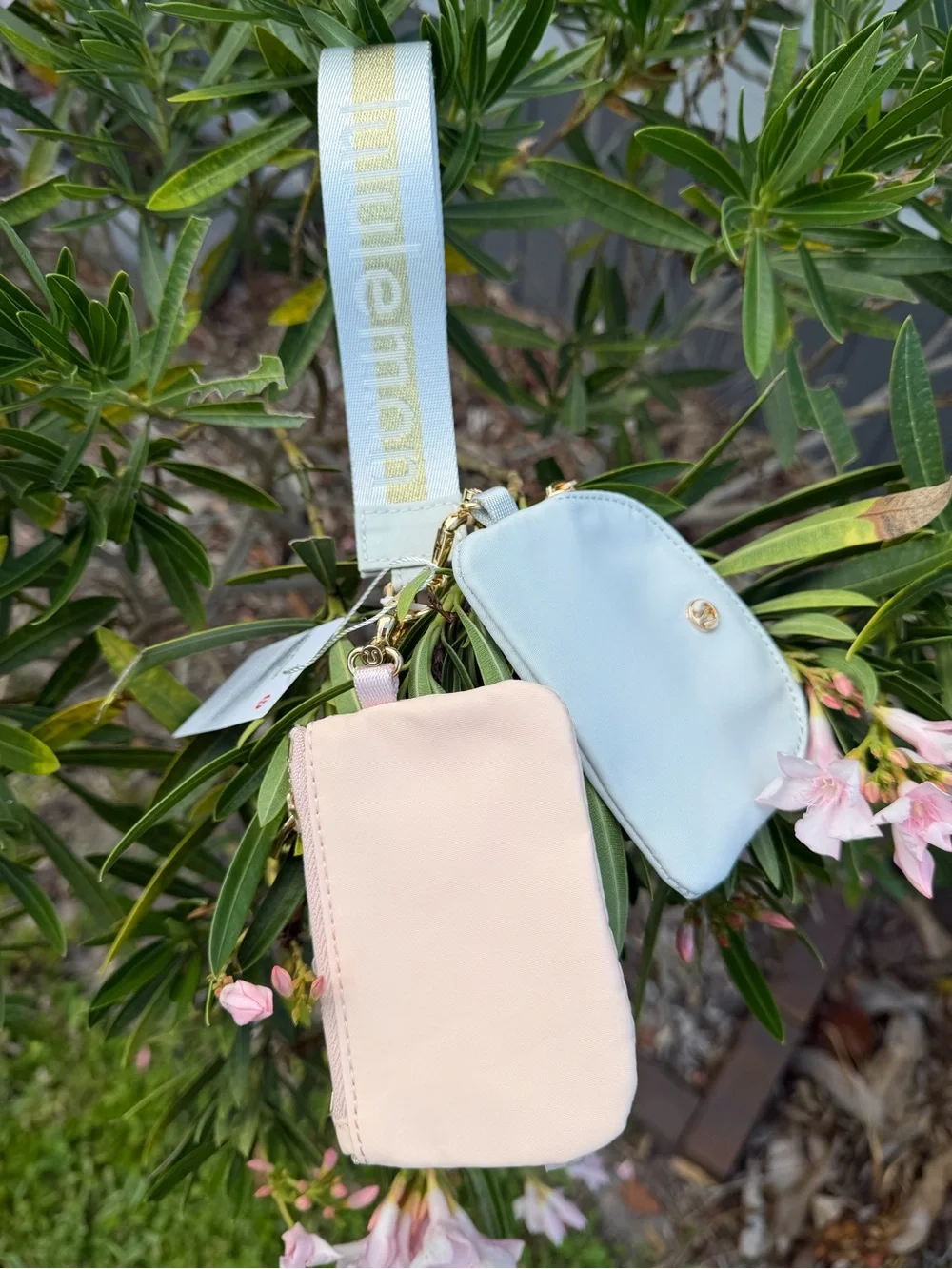 LULULEMON athletica pastel blue and blush pink dual wristlet Keychain Unisex